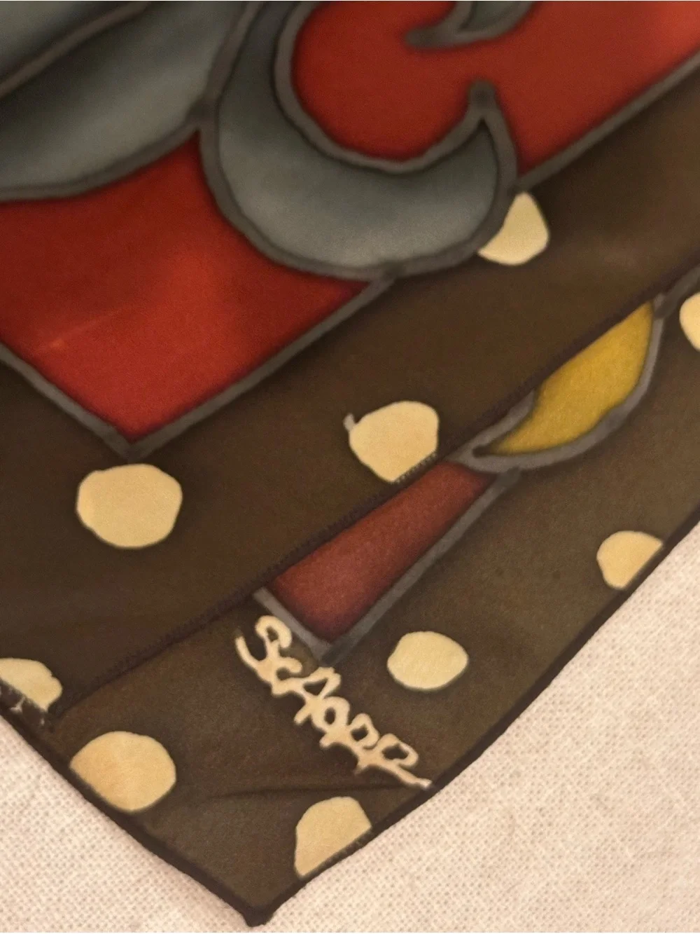 Colorblock Fleur-de-Lis Silk Scarf in Multicolor